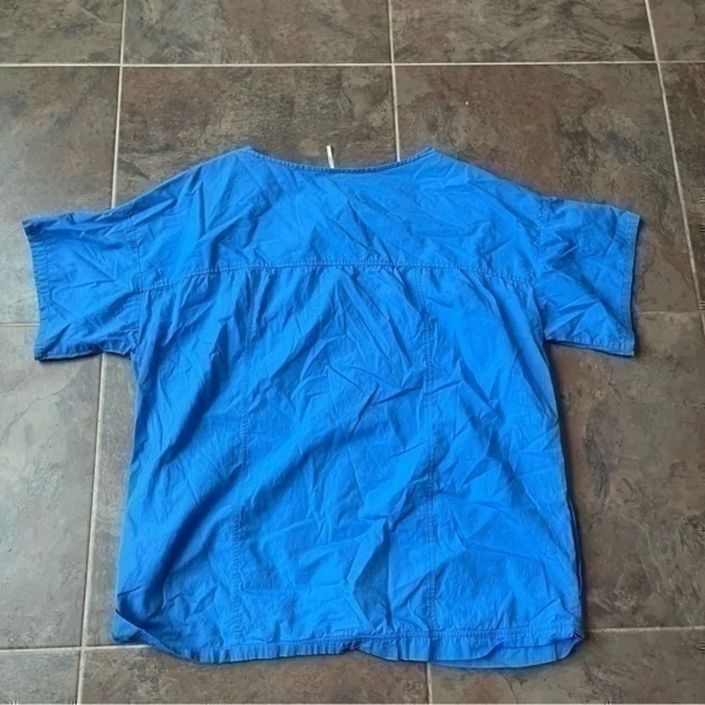 Free People Bright Blue 100% Cotton Relaxed Short Sleeve T-Shirt Medium